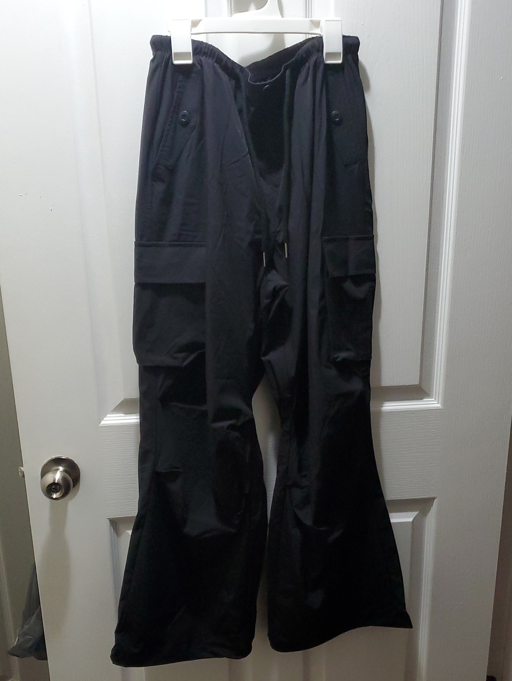 Black Wide-Leg Cargo/Parachute Pants